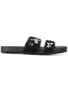 Karl Lagerfeld Kondo Souvenir Double Strap Sandals - Black