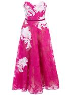 Marchesa Corded Lace Strapless Dress - Pink
