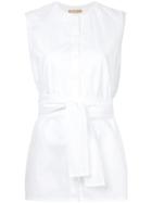 Nehera Tie Waist Mandarin Collar Shirt - White