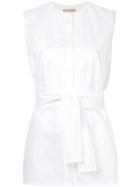 Nehera Tie Waist Mandarin Collar Shirt - White
