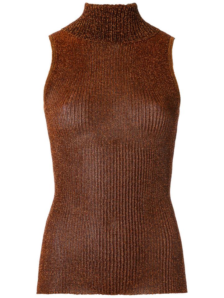 Gig - Turtle Neck Knitted Tank - Women - Polyester - P, Brown, Polyester