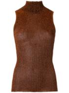Gig - Turtle Neck Knitted Tank - Women - Polyester - P, Brown, Polyester