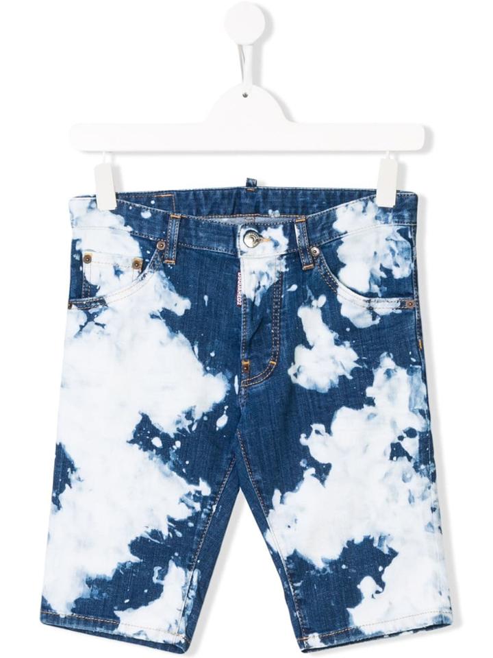 Dsquared2 Kids Teen Acid Wash Denim Shorts - Blue