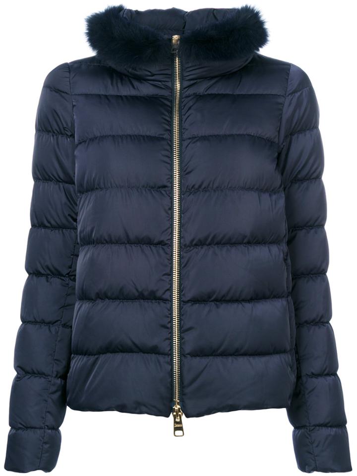 Herno Fur-trim Padded Jacket - Blue