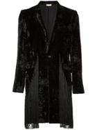 Comme Des Garçons Vintage Fringed Velveteen Coat - Black