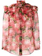 Gucci Floral Printed Chiffon Blouse, Women's, Size: 44, Silk