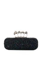 Alexander Mcqueen Glitter Four Ring Clutch - Black