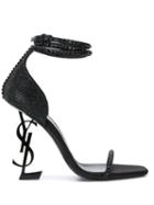 Saint Laurent Opyum Crystal Embellished Sandals - Black