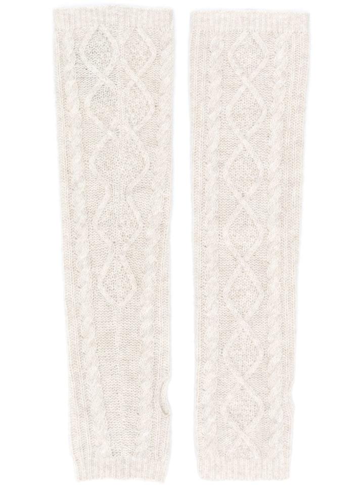 Pringle Of Scotland Cable Knit Wrist Warmers - Nude & Neutrals