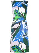 Carolina Herrera Floral Embroidered Fitted Dress - Pink & Purple