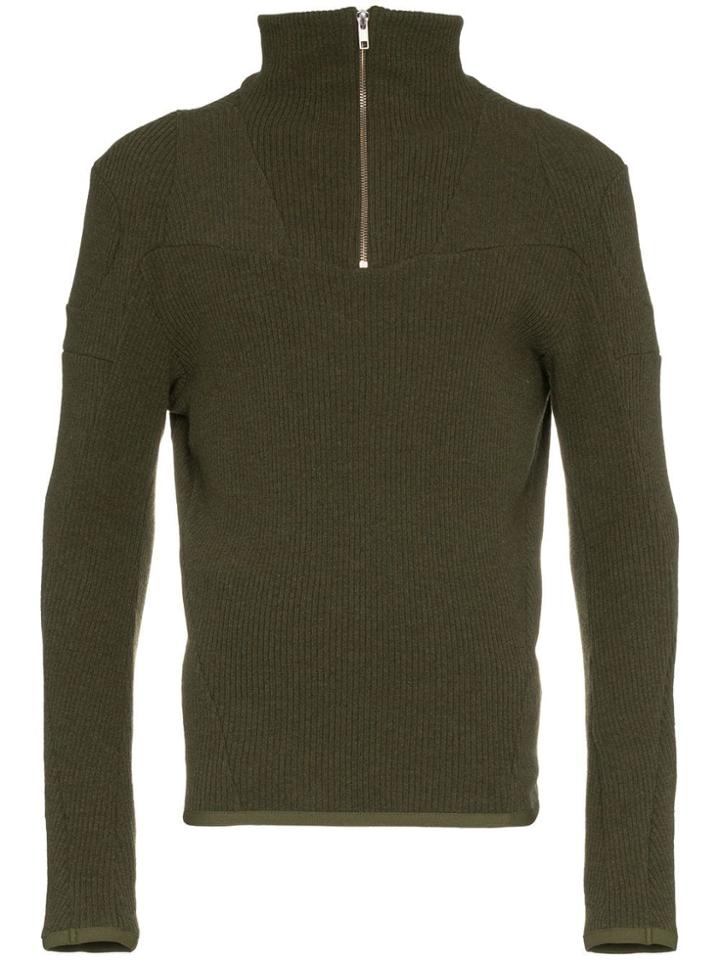 Gmbh Zipped Ribbed Jumper - Green