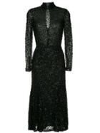 Rachel Gilbert Sequins Funnel Neck Dress - Black