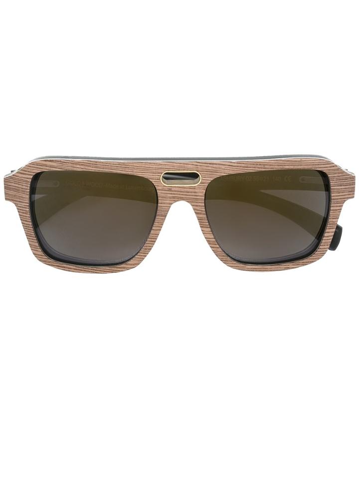 Gold And Wood 'ashbury' Sunglasses - Brown