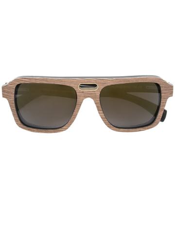 Gold And Wood 'ashbury' Sunglasses - Brown