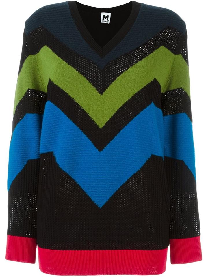 M Missoni Zigzag V-neck Jumper, Women's, Size: 42, Polyester/viscose/wool