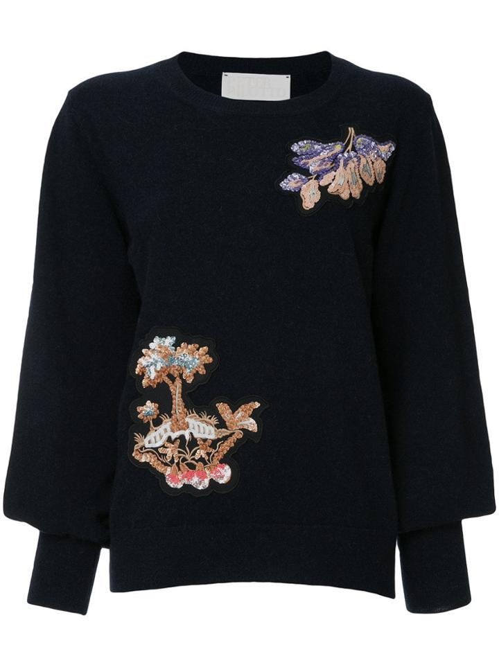 Peter Pilotto Floral Embellished Sweater - Blue