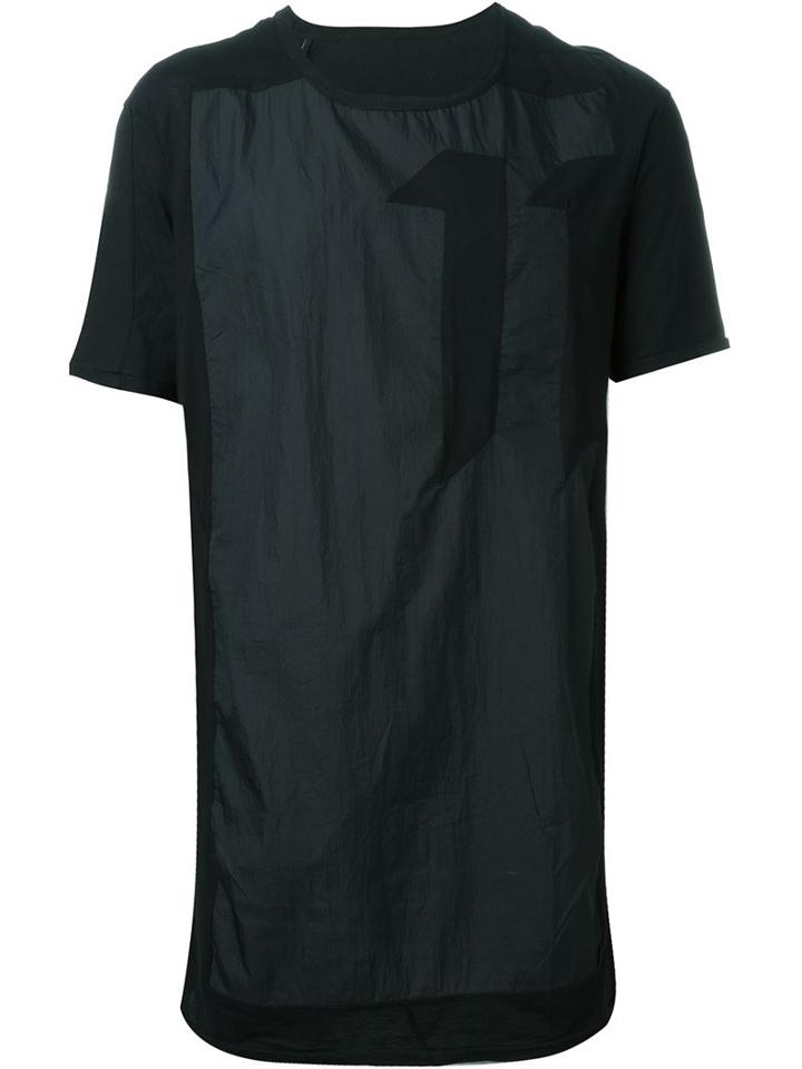 11 By Boris Bidjan Saberi Bicolour Front Logo T-shirt, Men's, Size: L, Black, Cotton