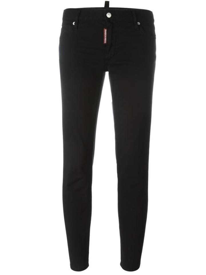 Dsquared2 'twiggy' Medium Waist Cropped Jeans, Women's, Size: 42, Black, Cotton/spandex/elastane