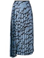 Victoria Victoria Beckham Wave Pleated Midi Skirt - Blue