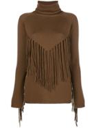 P.a.r.o.s.h. Fringed Turtleneck Sweater - Brown