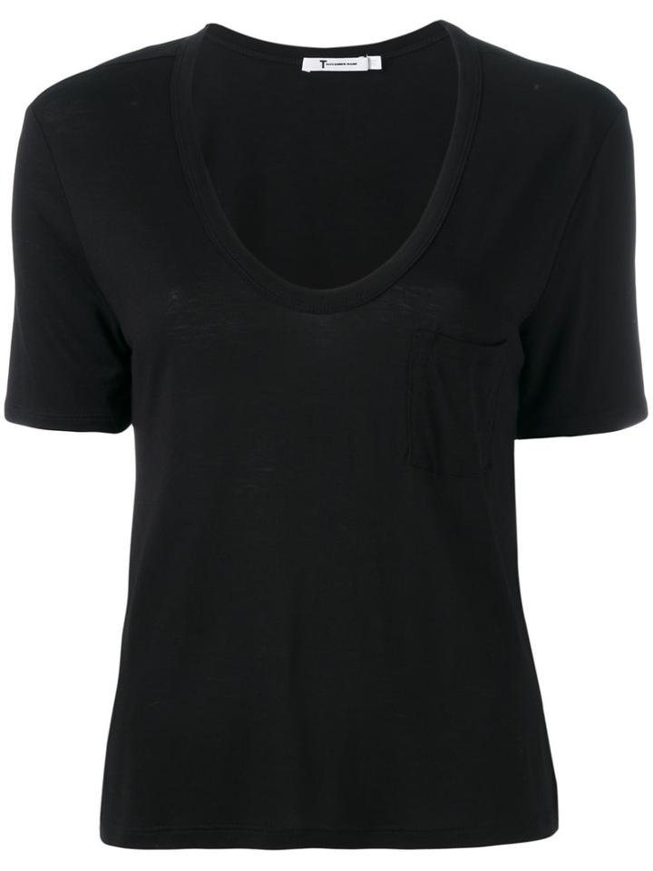 T By Alexander Wang Ruched T-shirt, Women's, Size: Large, Black, Rayon