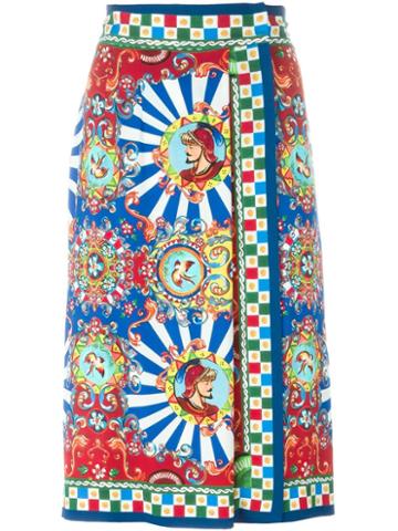 Dolce & Gabbana Carretto Siciliano Print Wrap Skirt