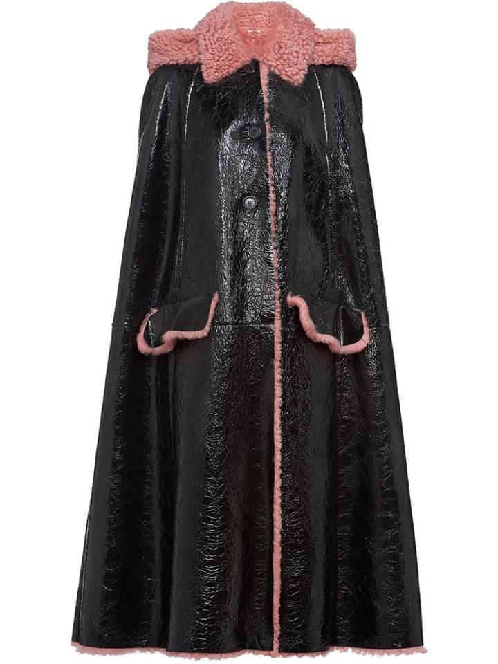 Miu Miu Textured Shearling Cape - Black