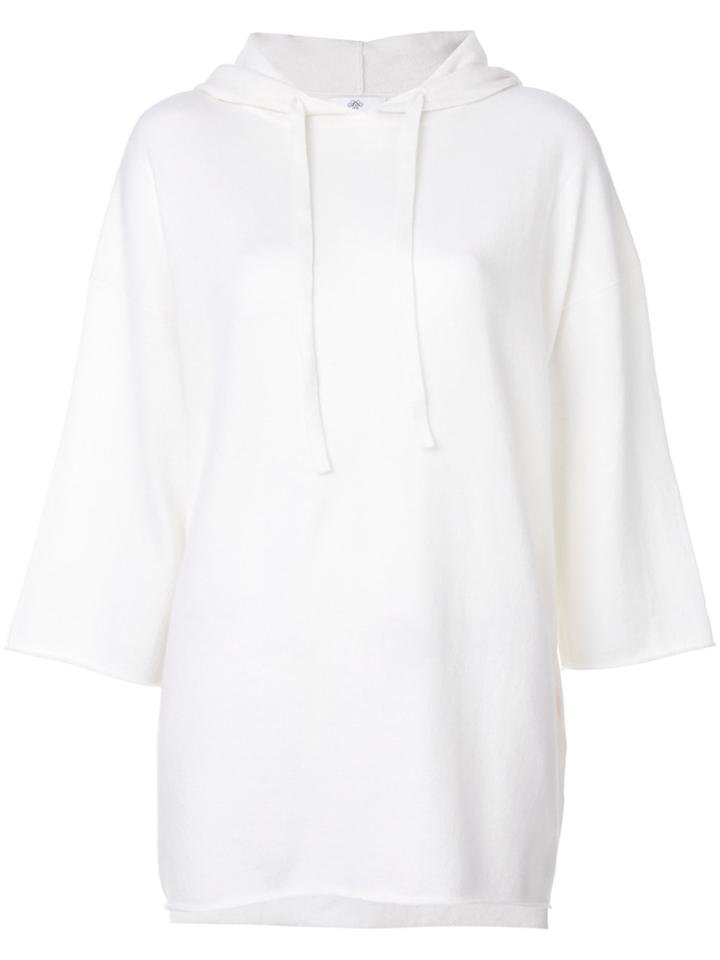 Allude Short-sleeve Hooded Sweater - White