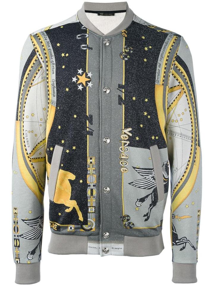 Versace 'astrological' Print Souvenir Jacket, Men's, Size: Medium, Black, Polyamide/polyester/cotton/cotton