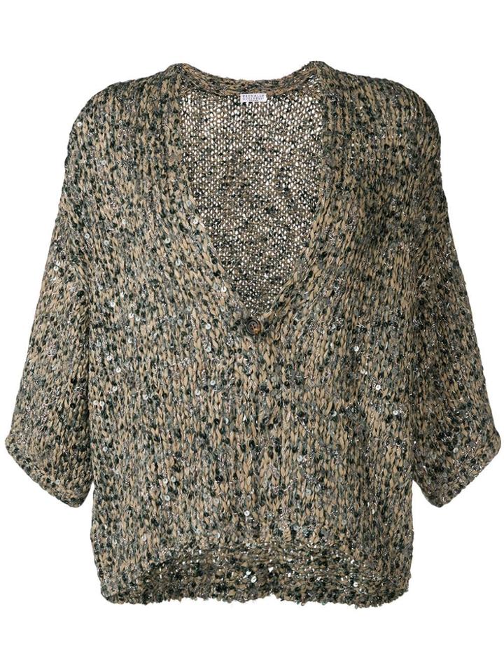 Brunello Cucinelli Cropped Sequinned Cardigan - Green