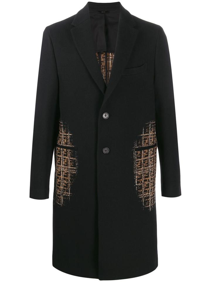 Fendi Shaded Effect Ff Motifs Coat - Black
