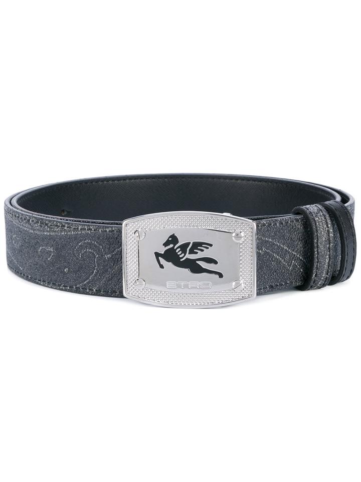 Etro - Embossed Pattern Belt - Men - Leather - 105, Black, Leather