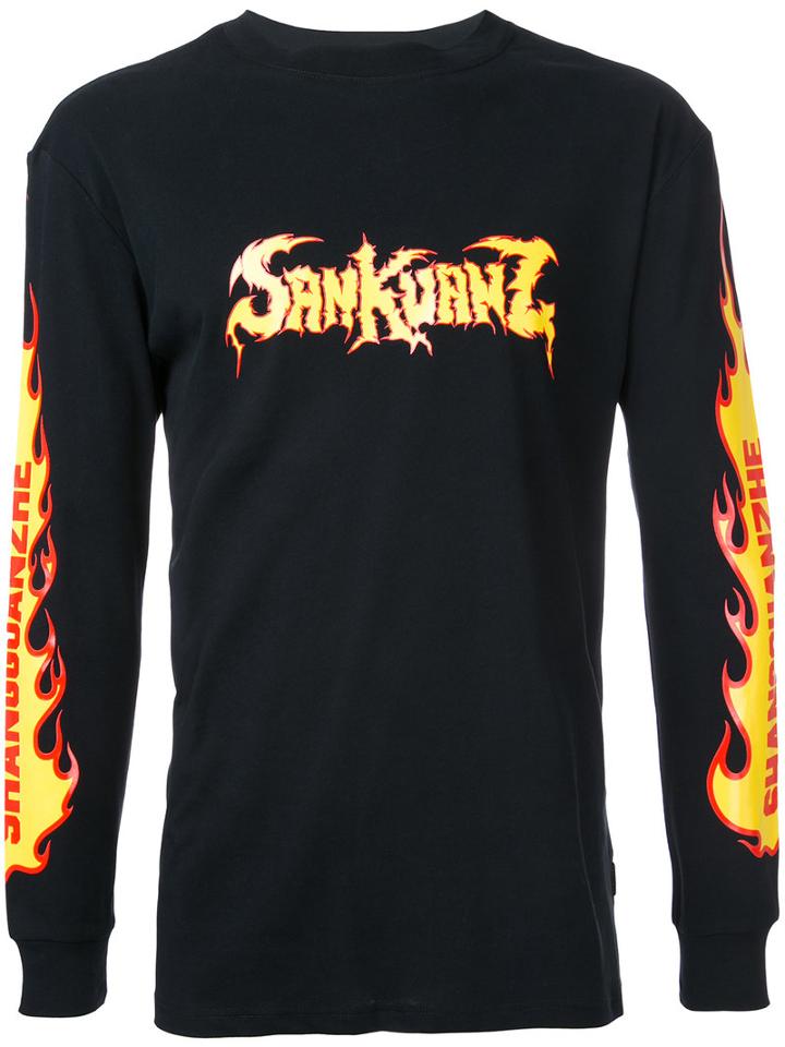 Sankuanz - Printed Top - Men - Cotton - L, Black, Cotton
