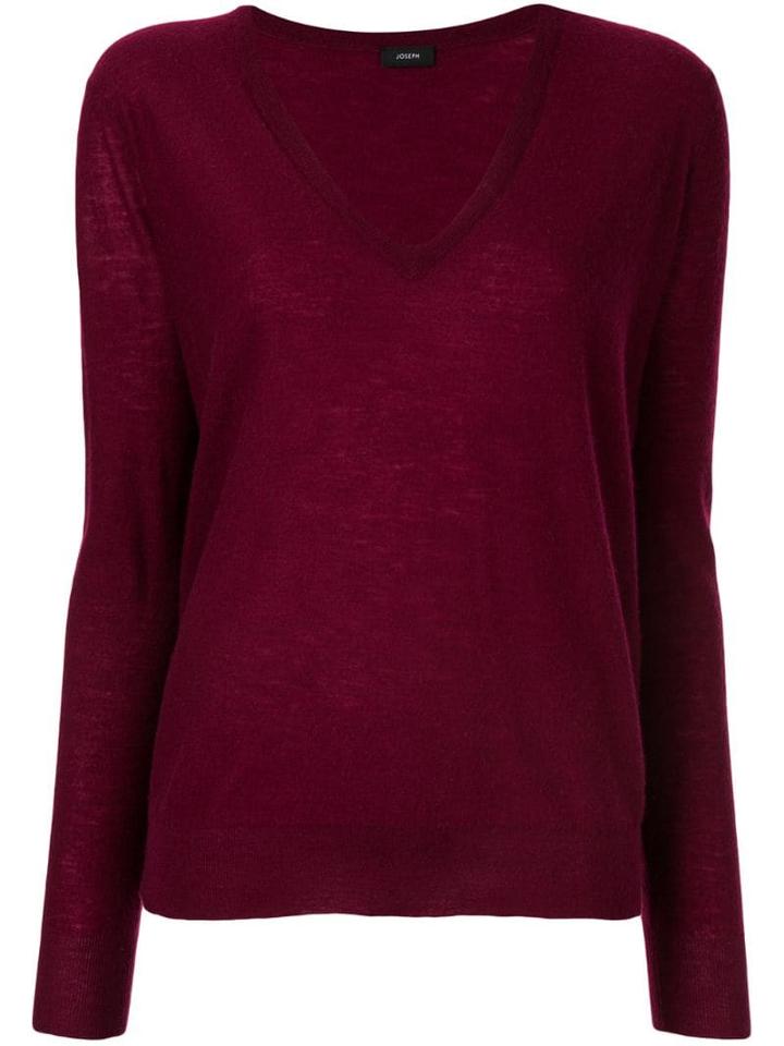 Joseph V-neck Cashmere Jumper - Red