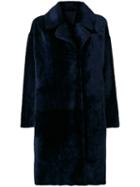 Drome - Furry Detail Coat - Women - Lamb Skin/leather - M, Blue, Lamb Skin/leather