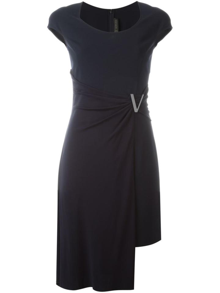 Versace - Gathered Asymmetric Dress - Women - Polyamide/spandex/elastane/viscose - 44, Blue, Polyamide/spandex/elastane/viscose