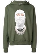 Ih Nom Uh Nit Front Printed Face Hoodie - Green