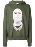 Ih Nom Uh Nit Front Printed Face Hoodie - Green