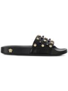 Versace Medusa Studded Slides - Black