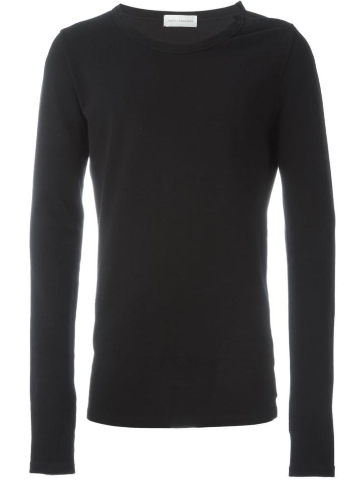 Faith Connexion Buttoned Long Sleeve T-shirt, Men's, Size: Medium, Black, Cotton
