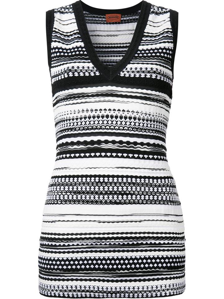 Missoni Striped V-neck Tank, Women's, Size: 40, Black, Nylon/polyester/viscose