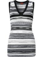 Missoni Striped V-neck Tank, Women's, Size: 40, Black, Nylon/polyester/viscose