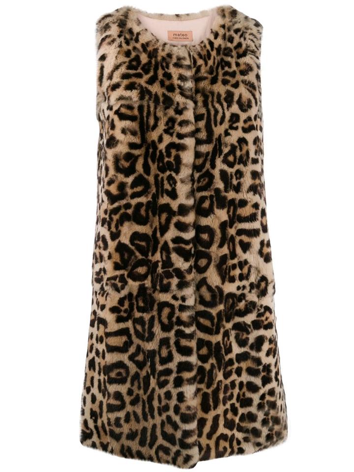 Yves Salomon Meteo Textured Leopard Print Coat - Brown