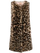 Yves Salomon Meteo Textured Leopard Print Coat - Brown