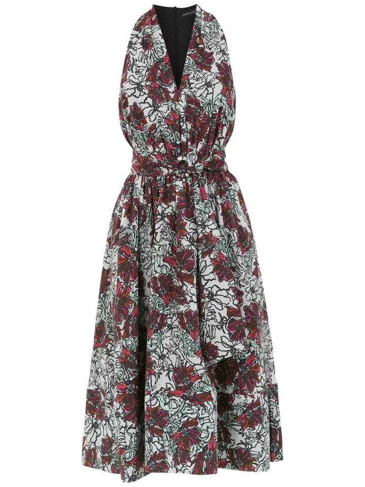 Andrea Marques Printed V-neck Dress - White