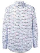 Etro Micro Print Shirt, Men's, Size: L, Blue, Cotton/silk