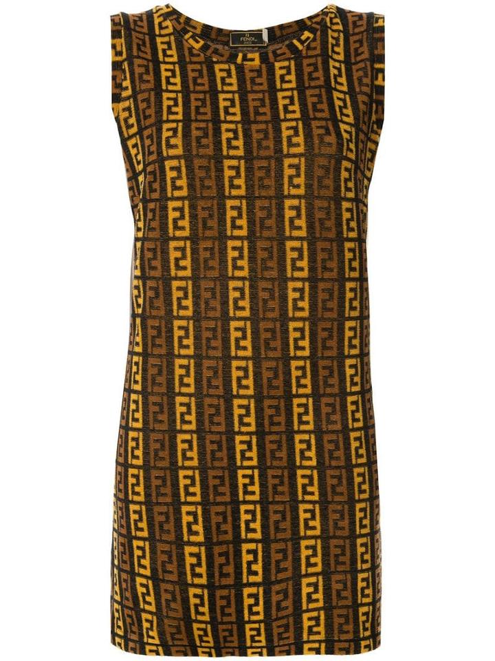 Fendi Pre-owned Ff Logo Sleeveless Dress - Brown