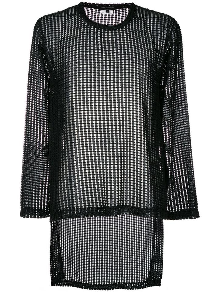 Comme Des Garçons Homme Plus Mesh Crew Neck Sweatshirt - Black
