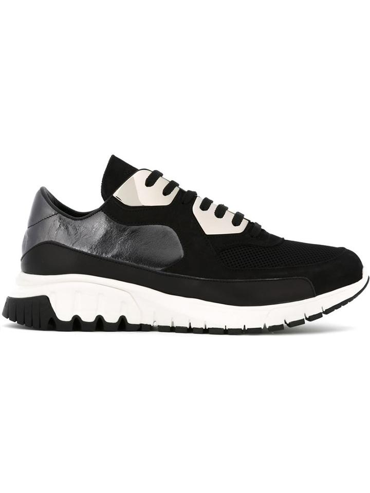 Neil Barrett Urban Runner Sneakers, Men's, Size: 45, Black, Calf Leather/nylon/rubber