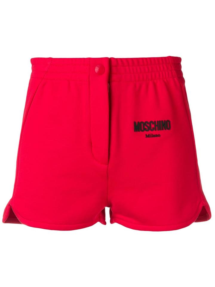 Moschino Logo Sweat Shorts - Red
